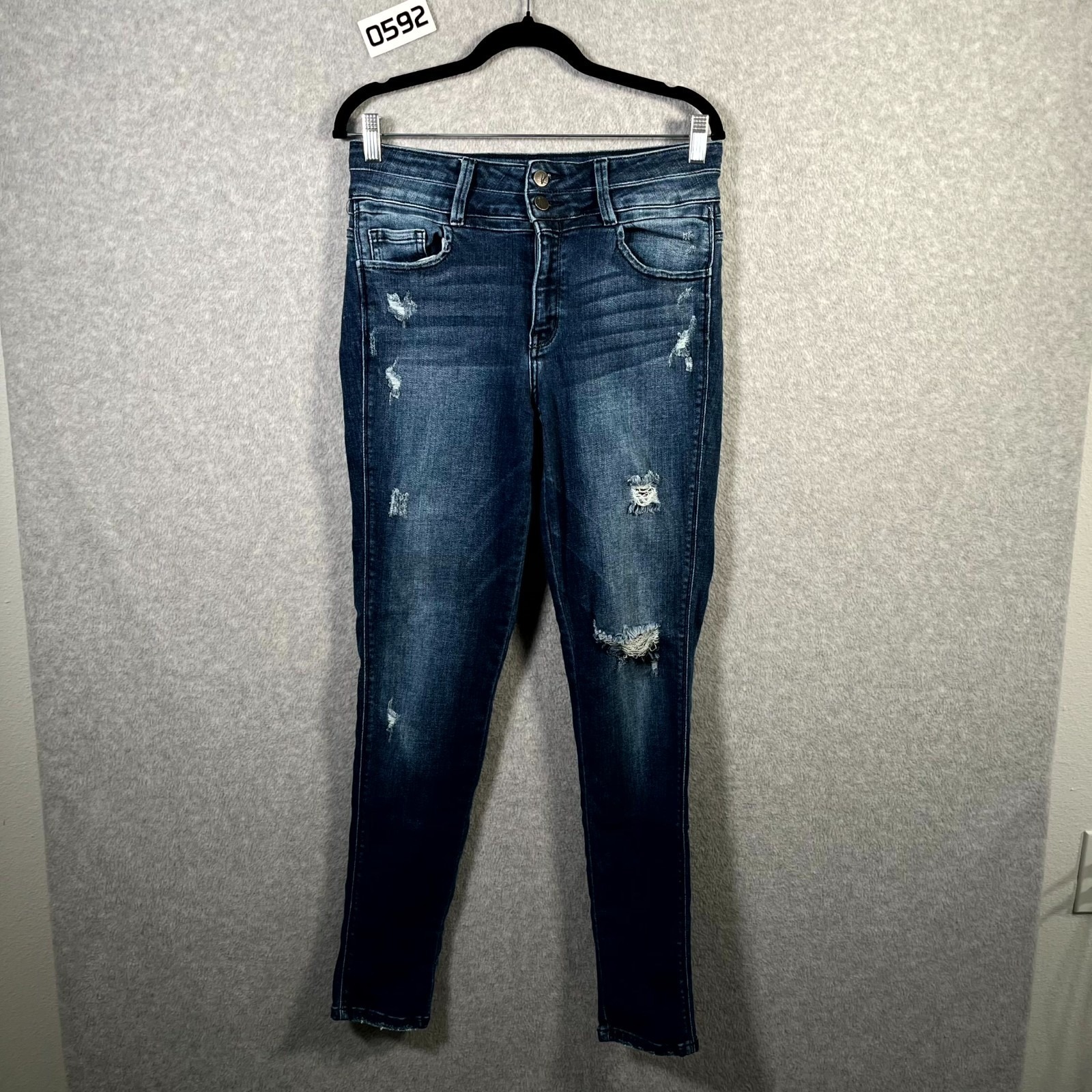 Kancan Signature Jeans Women 29 Blue Distressed Curvy Fit Mid Rise Skinny